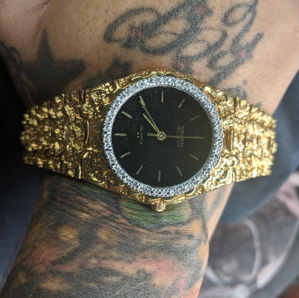 Gruen gold nugget vintage watch